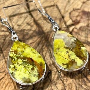 Australian Moss Opal Earrings 1 7/8”